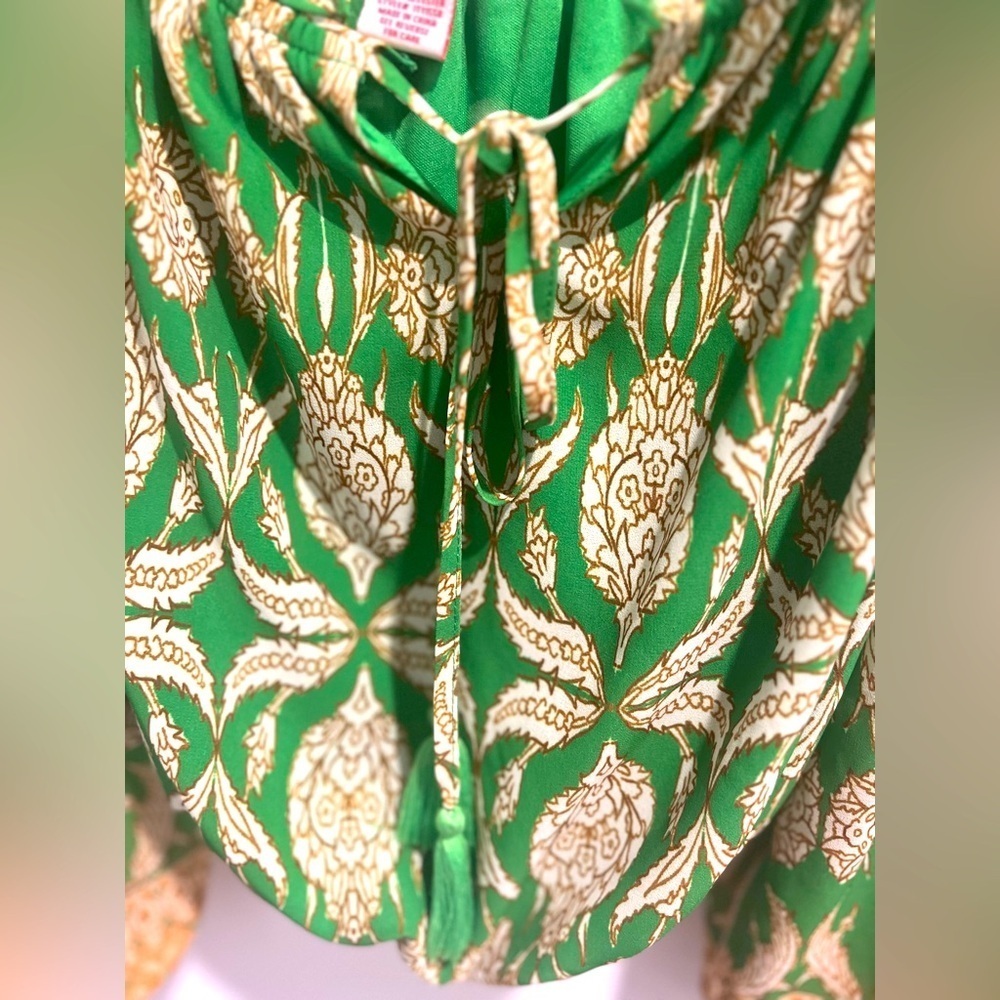 NWOT Bohemian Printed Tassel Tie Blouse - Picture 6 of 9